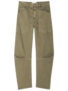 Nili Lotan Shon Pant Military Green Cotton Barrel Leg Size 12